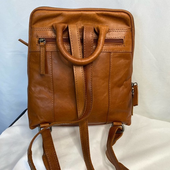 Spikes & Sparrow Brown Leather Netherland Trendy Backpack - Picture 1 of 8